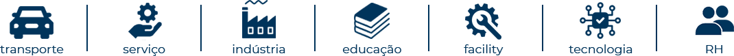transporte / serviço / indústria / educação / facility / tecnologia / RH